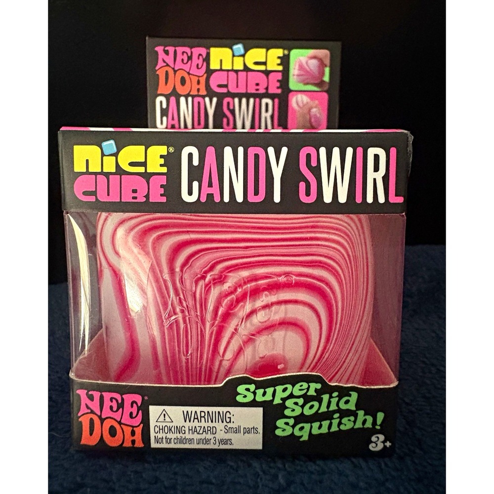 Schylling Nee Doh Nice Cube Candy Swirl Super Solid Squish Toy Pink/White 3+